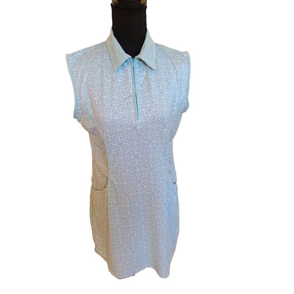 2GG Womens Golf Athletic Performance Dress with Matching Shortie Aquamarine Medi